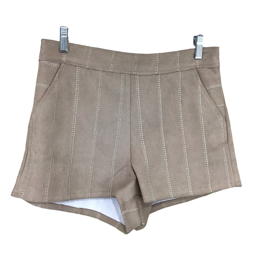 She + Sky Tan Faux Suede‎ High Waisted Shorts L
